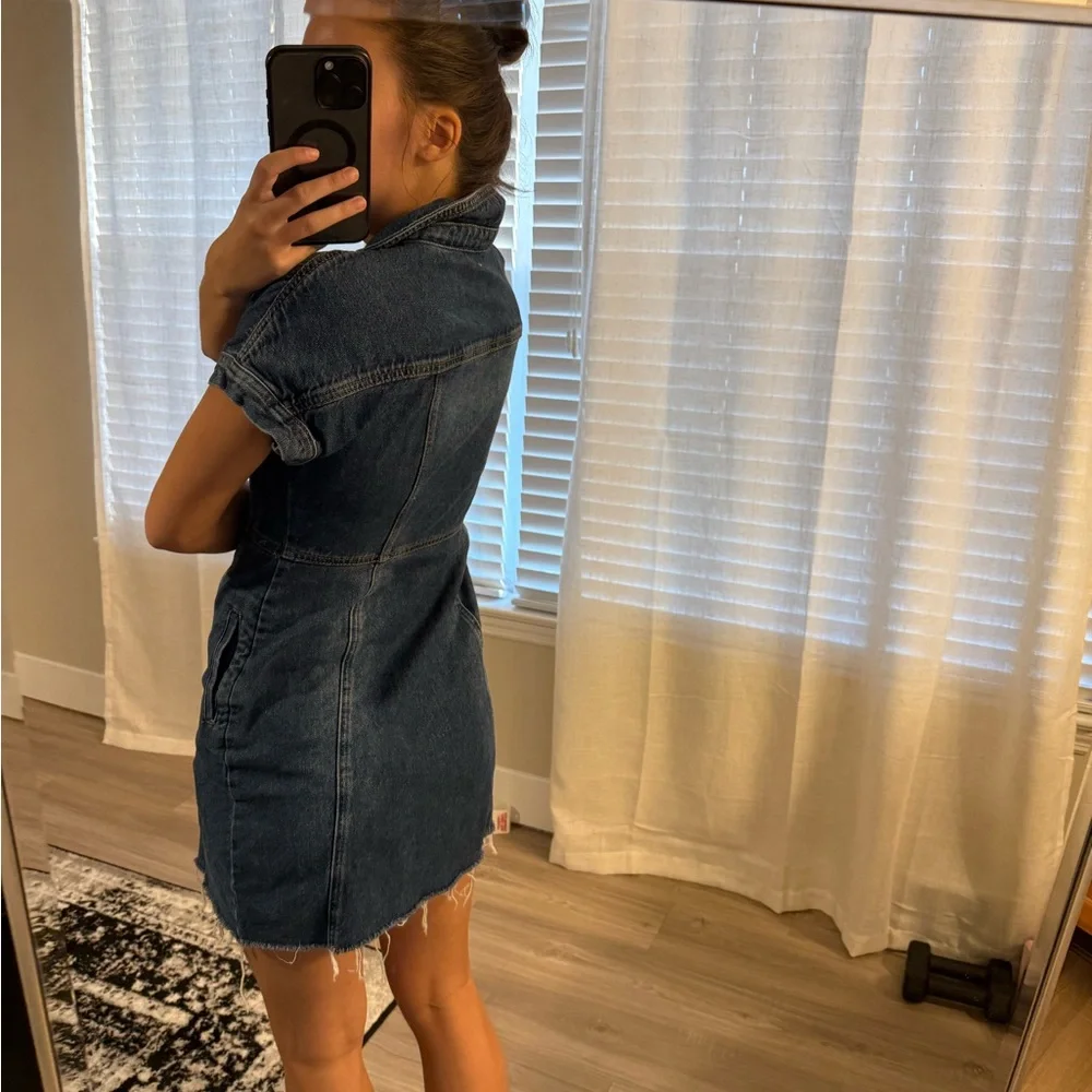 Free People The City Mini Button Front Asymmetric Dress - Picture 3 of 3